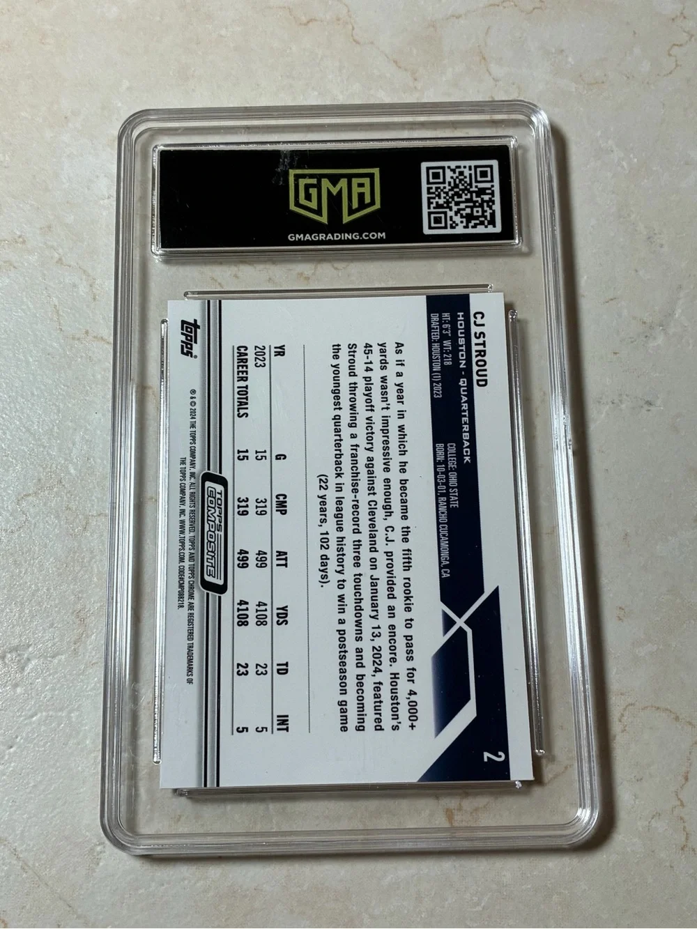 2023 Topps Chrome CJ Stroud Rookie Card Graded GEM MT 10